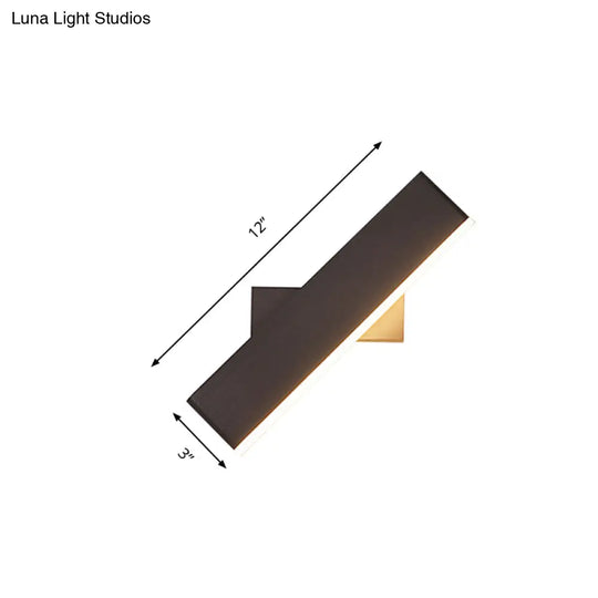 Rotatable Metal Rectangular Sconce Led Wall Lamp For Bedside Contemporary Lighting In Coffee/White