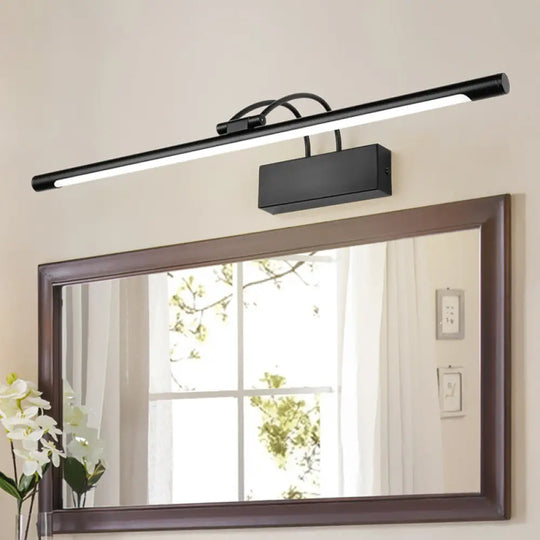 Rotatable Metal Tubular Led Vanity Sconce - Simple Style Wall Mount Lighting For Bath Black / 18