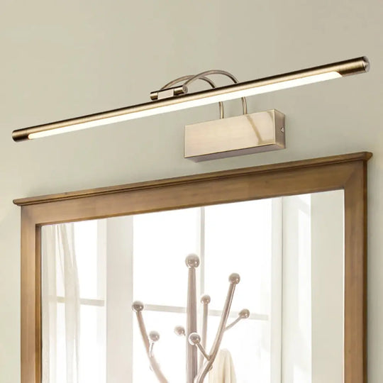 Rotatable Metal Tubular Led Vanity Sconce - Simple Style Wall Mount Lighting For Bath Bronze / 18