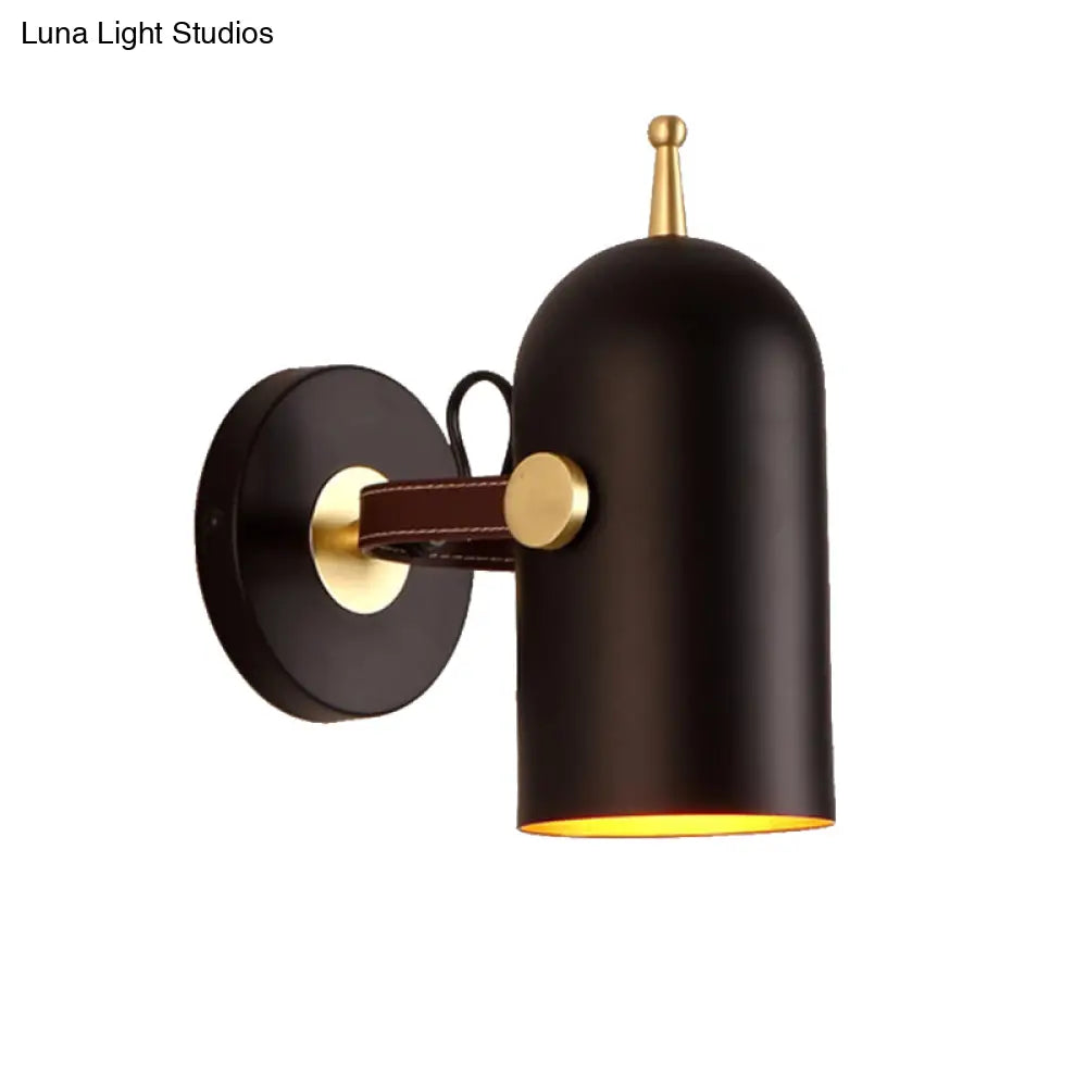 Rotatable Modern Black Wall Lamp For Office Corridor - Cup Shade Metallic Finish