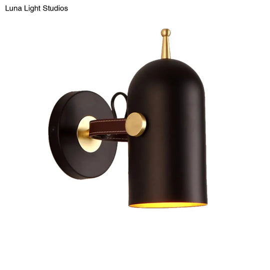 Rotatable Modern Black Wall Lamp For Office Corridor - Cup Shade Metallic Finish