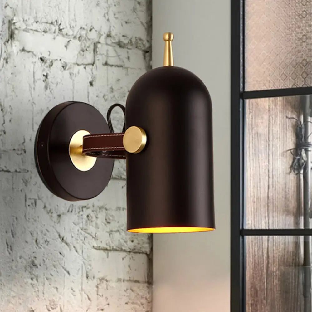 Rotatable Modern Black Wall Lamp For Office Corridor - Cup Shade Metallic Finish