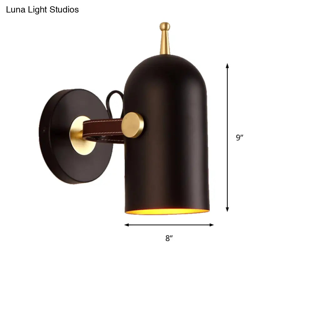 Rotatable Modern Black Wall Lamp For Office Corridor - Cup Shade Metallic Finish