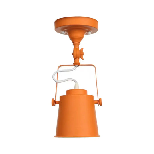 Rotatable Nordic Ceiling Light With Iron Flush Mount In Red/Orange/Grey Orange