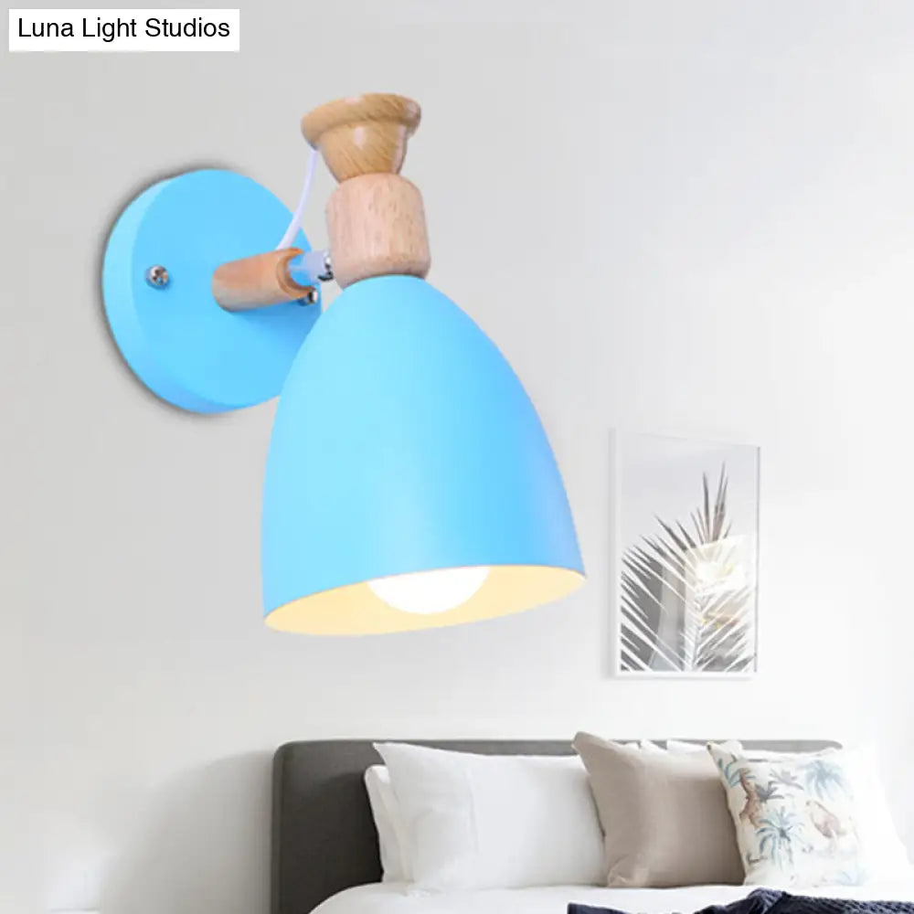 Rotatable Nordic Dome Wall Light For Kindergarten - Stylish Metal Sconce With Undertint And One Bulb