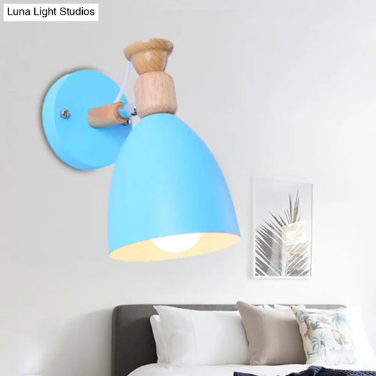 Rotatable Nordic Dome Wall Light For Kindergarten - Stylish Metal Sconce With Undertint And One Bulb