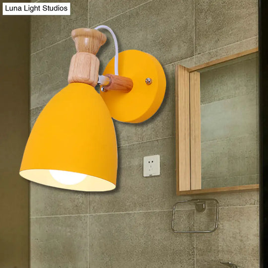 Rotatable Nordic Dome Wall Light For Kindergarten - Stylish Metal Sconce With Undertint And One Bulb