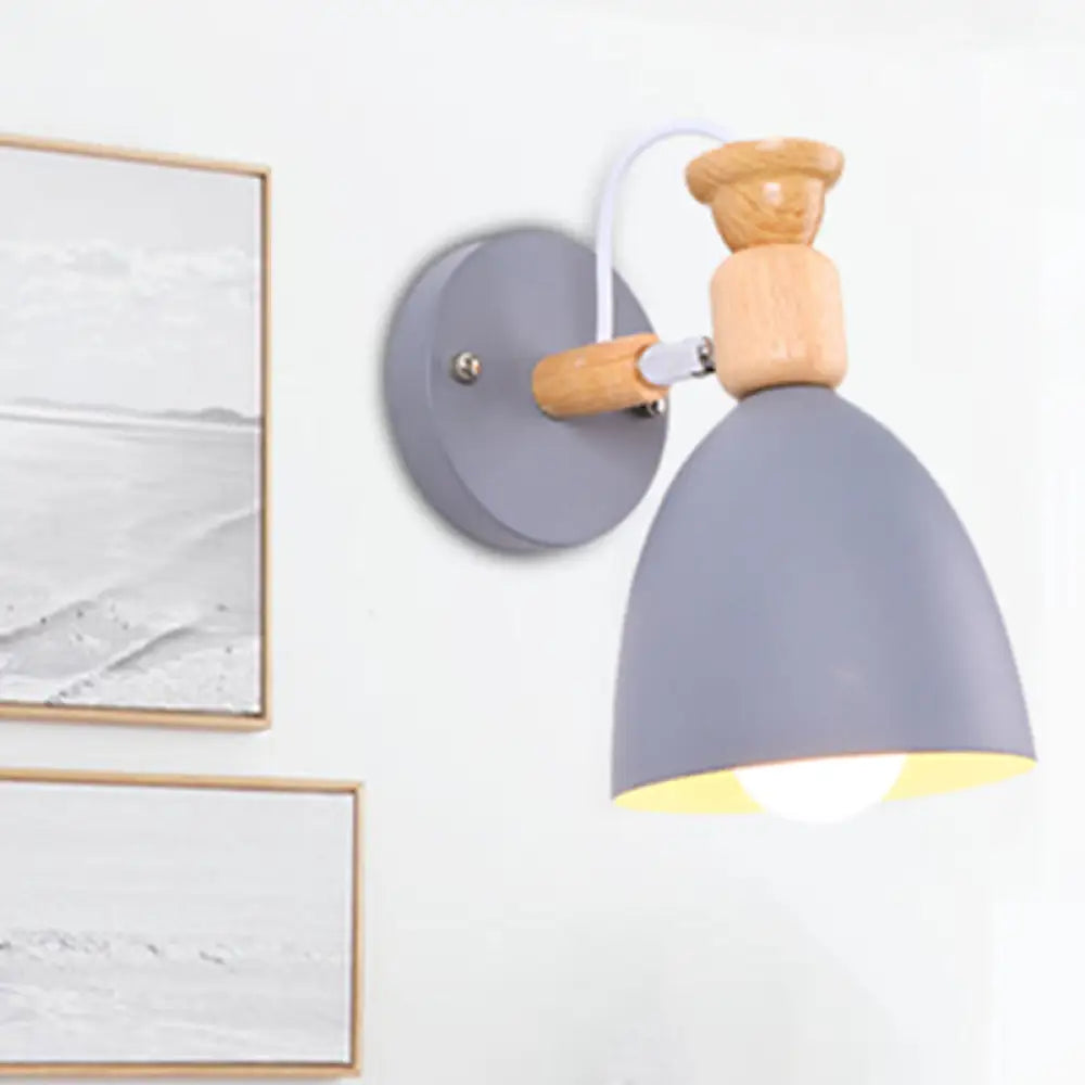 Rotatable Nordic Dome Wall Light For Kindergarten - Stylish Metal Sconce With Undertint And One Bulb