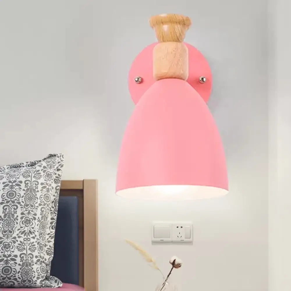 Rotatable Nordic Dome Wall Light For Kindergarten - Stylish Metal Sconce With Undertint And One Bulb