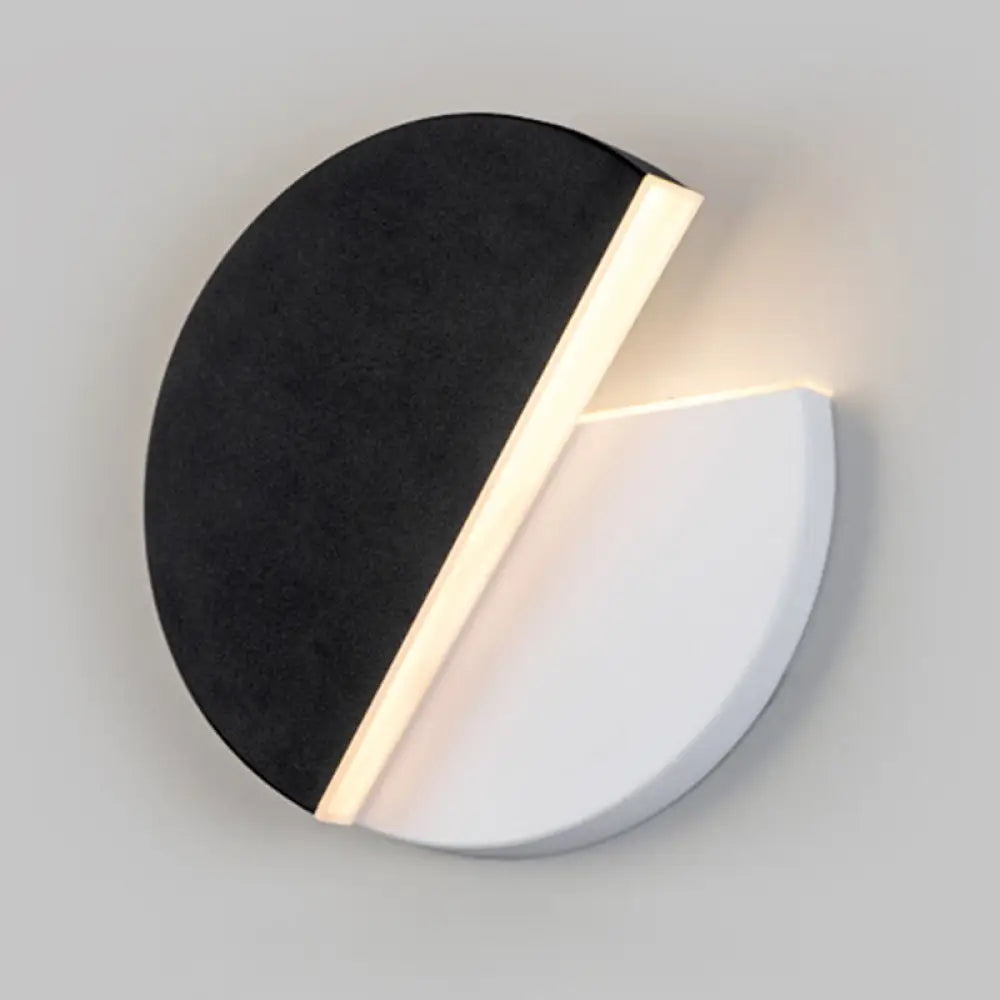 Rotating Nordic Led Wall Lamp In Round Disc Shape - Acrylic Indoor Light Fixture Black / White