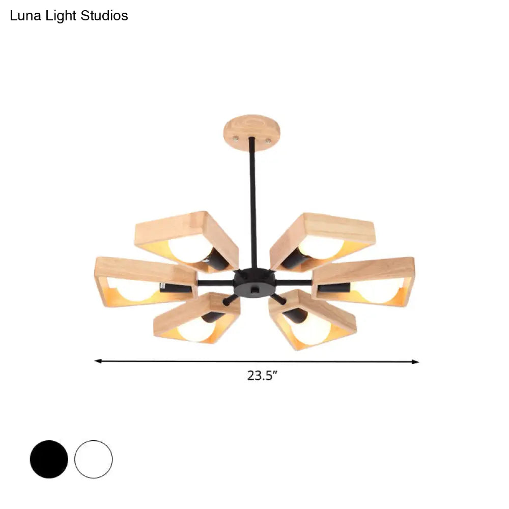 Modern Rotatable Trapezoid Chandelier Wood Pendant Light - Multi-Head For Dining Room