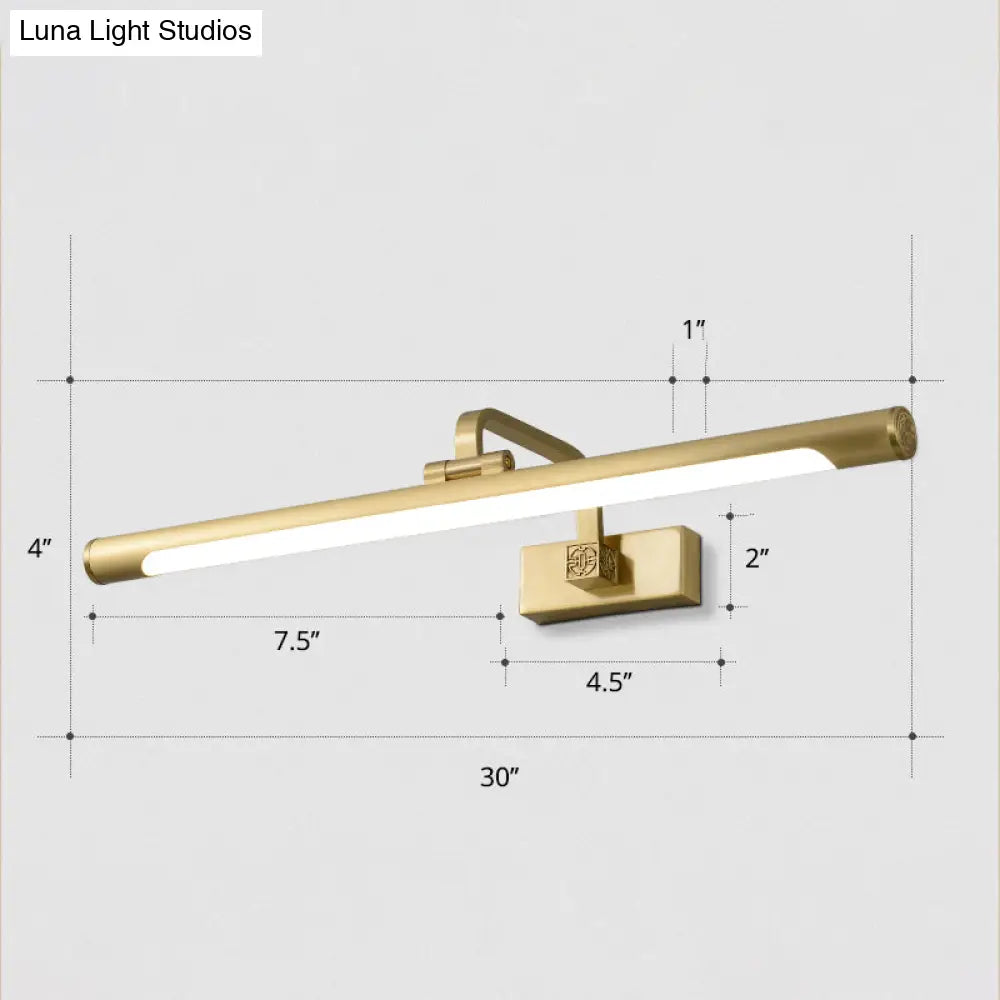 Rotating Tube Wall Vanity Light - Traditional Metal Led Bathroom Lighting Fixture