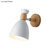 Rotating Wall Mounted Lamp: Bear/Bell Macaron Iron 1-Head Bedside Reading Light In White/Pink/Green