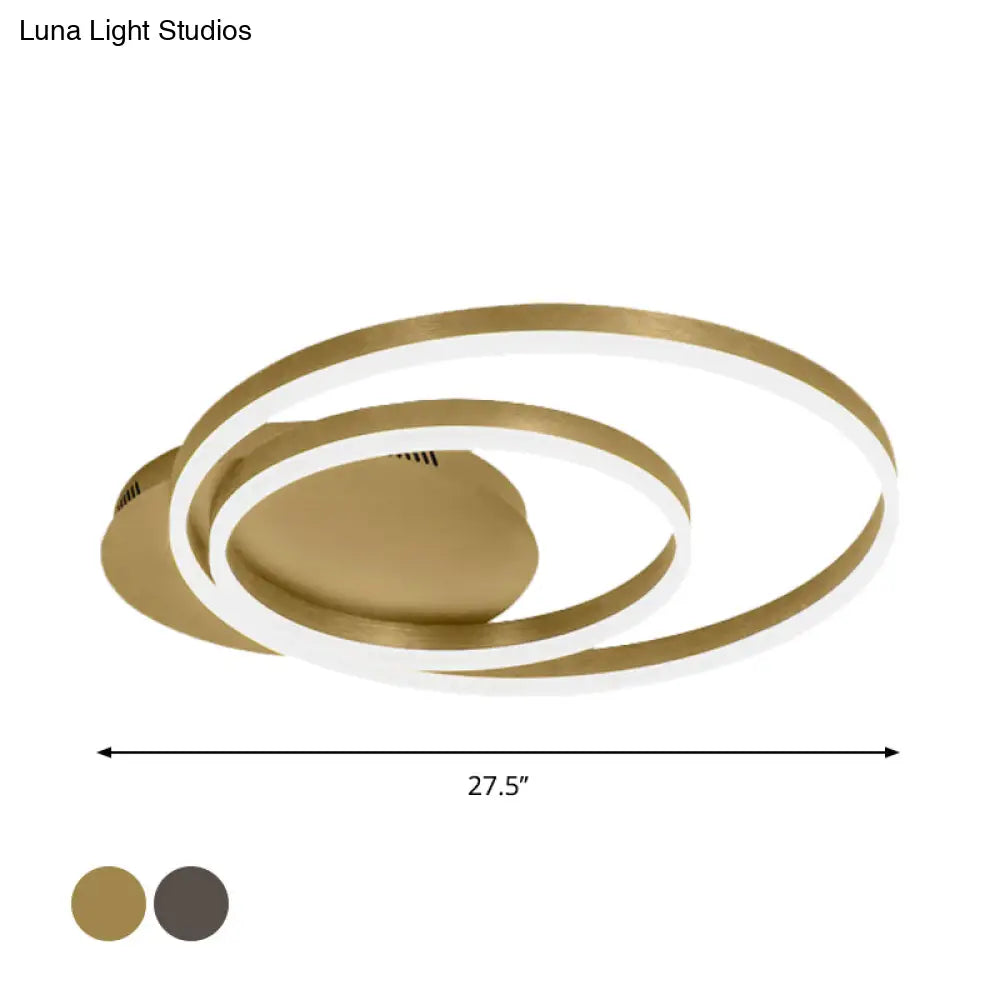 Round Acrylic Flush Ceiling Light - Coffee/Gold Led Flush-Mount Fixture Small/Medium/Large