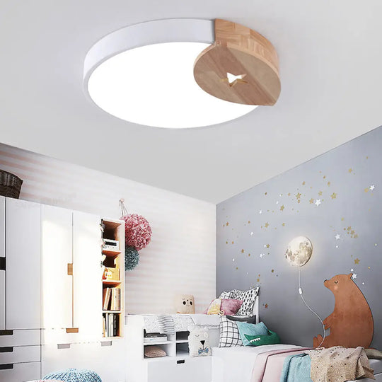 Round Acrylic Led Ceiling Light With Wood Guard - 9’/12’/20’ Diameter Warm/White White / 12’