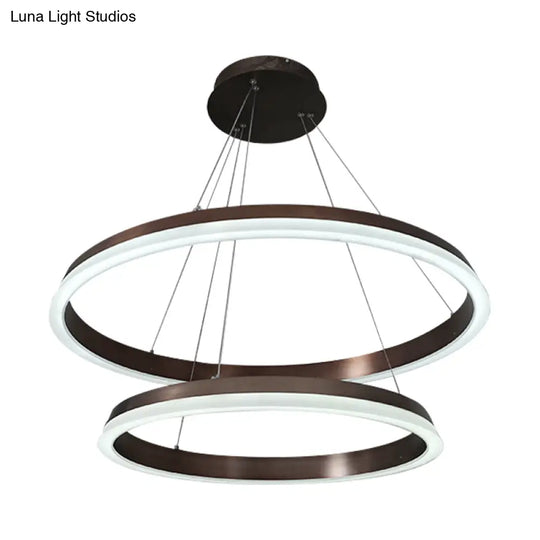 Round Acrylic Shade Brown Bedroom Chandelier - Half-Head Ceiling Pendant With Lighting Fixture