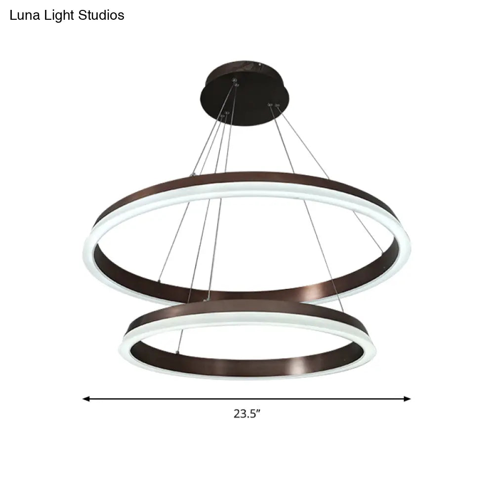 Round Acrylic Shade Brown Bedroom Chandelier - Half-Head Ceiling Pendant With Lighting Fixture