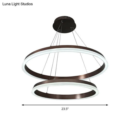 Round Acrylic Shade Brown Bedroom Chandelier - Half-Head Ceiling Pendant With Lighting Fixture