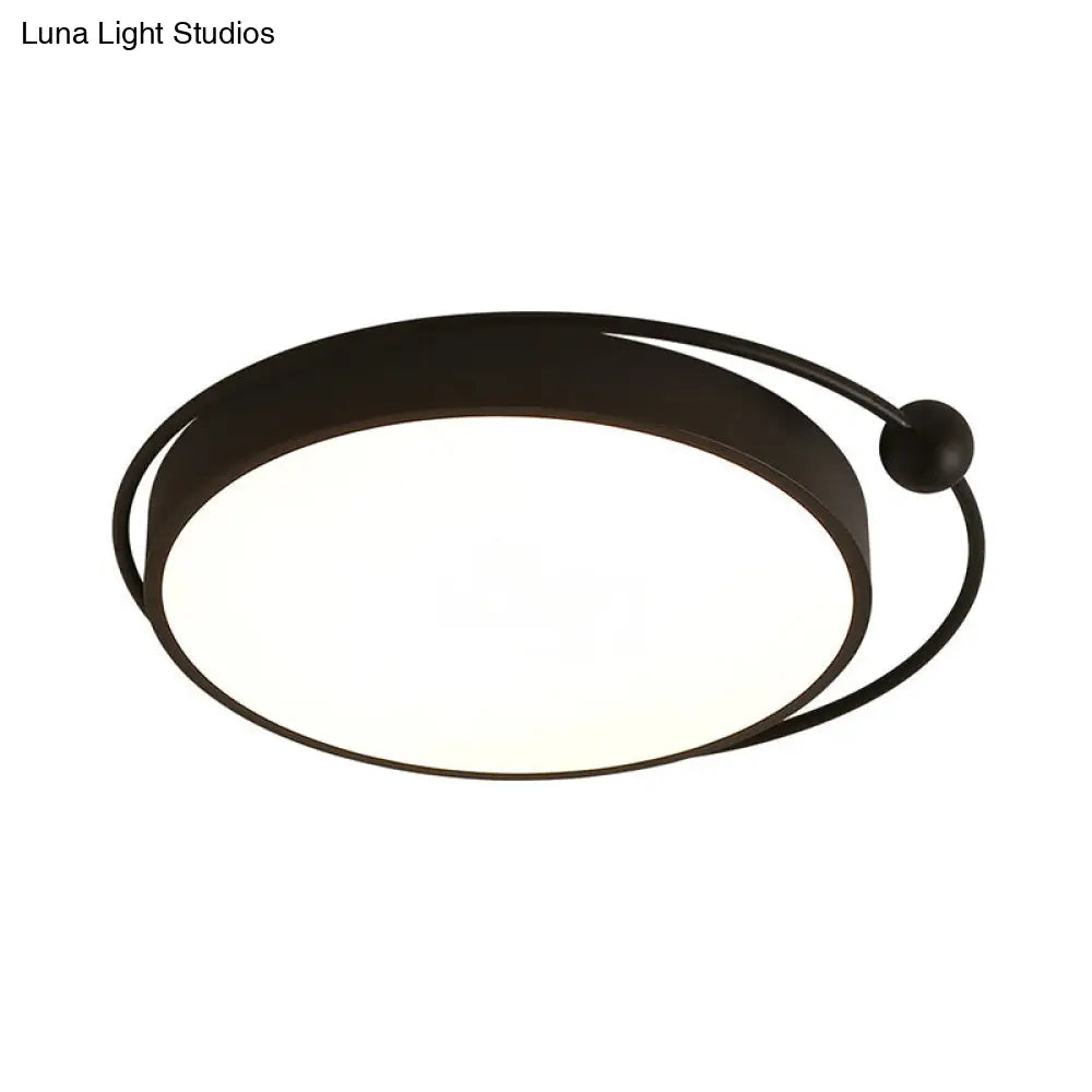 Round Black Led Flush Mount Ceiling Light In Warm/White - 18’ Or 21.5’ Diameter