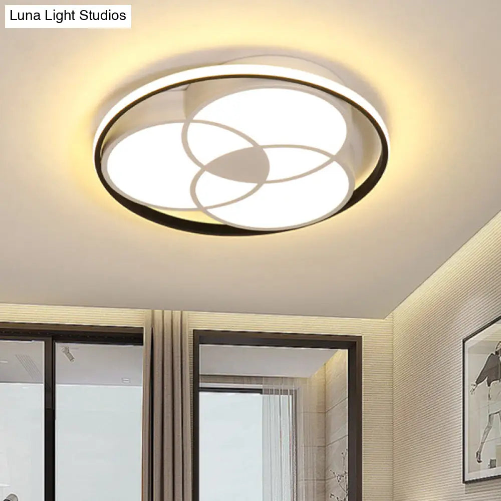 Round Black & White Led Ceiling Light With Warm/White Acrylic Fixture