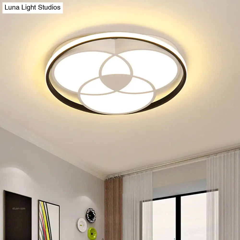 Round Black & White Led Ceiling Light With Warm/White Acrylic Fixture Black-White /