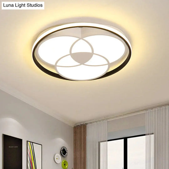 Round Black & White Led Ceiling Light With Warm/White Acrylic Fixture Black-White /