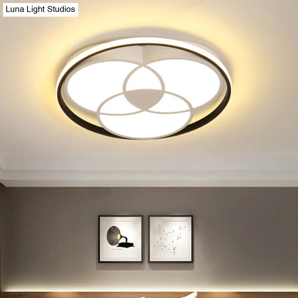 Round Black & White Led Ceiling Light With Warm/White Acrylic Fixture