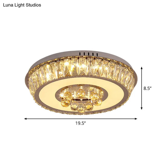 Round Crystal Block Led Ceiling Mount Light In Chrome – Enhancing Simplicity For Living Room