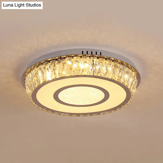 Round Crystal Block Led Ceiling Mount Light In Chrome – Enhancing Simplicity For Living Room