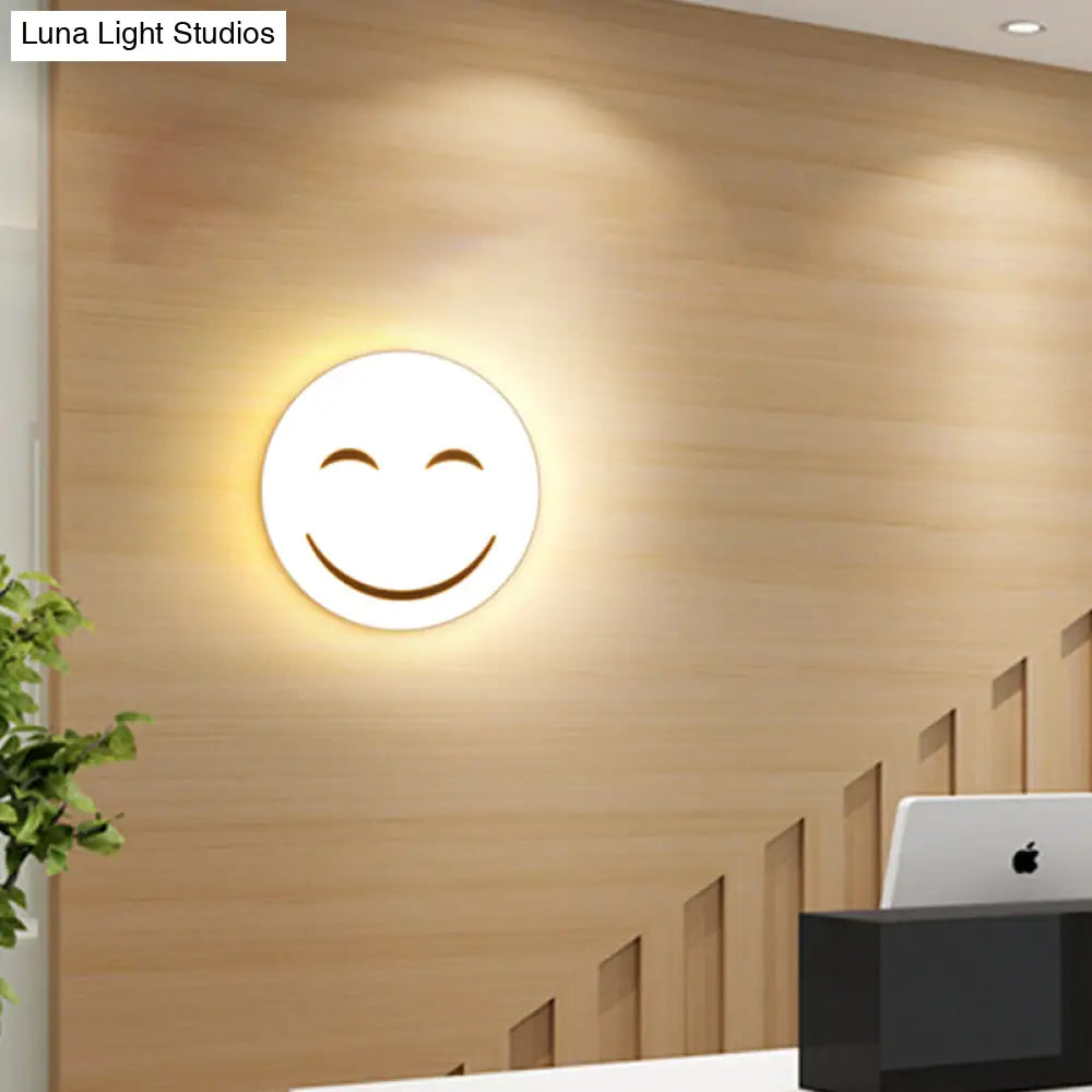 Round Flush Ceiling Light With Smile Emoji Led Flushmount Lamp And Acrylic Shade