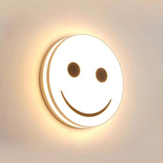 Round Flush Ceiling Light With Smile Emoji Led Flushmount Lamp And Acrylic Shade White / B