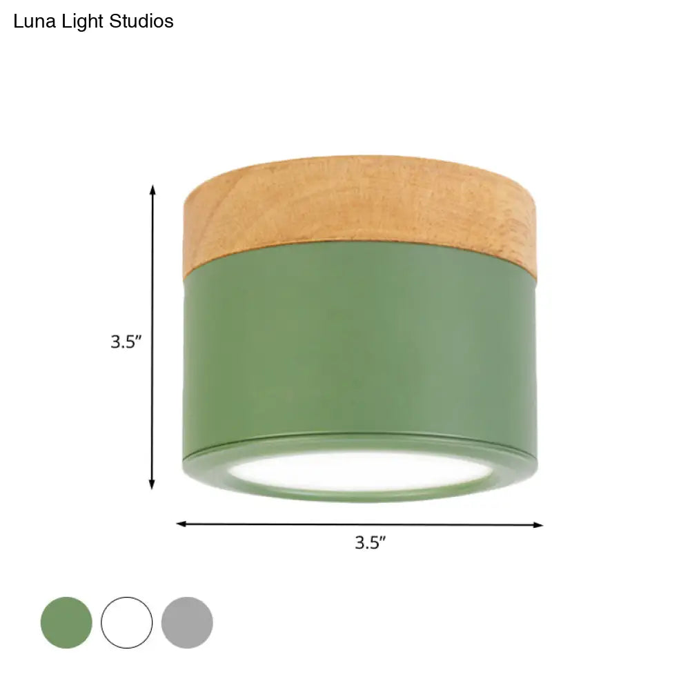 Round Flush Mount Acrylic Macaron Loft Ceiling Light For Bathroom Hallway - Small Green/Grey/White