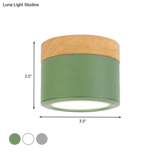 Round Flush Mount Acrylic Macaron Loft Ceiling Light For Bathroom Hallway - Small Green/Grey/White