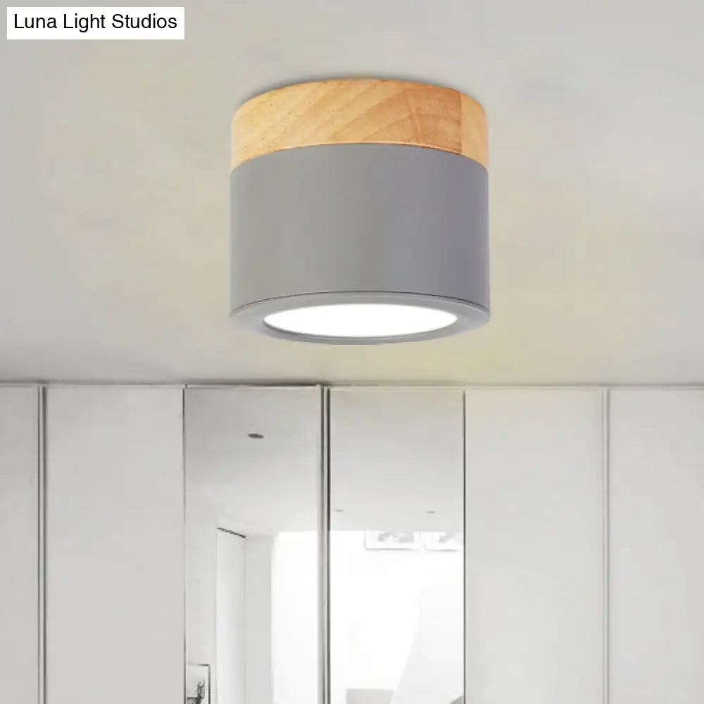 Round Flush Mount Acrylic Macaron Loft Ceiling Light For Bathroom Hallway - Small Green/Grey/White