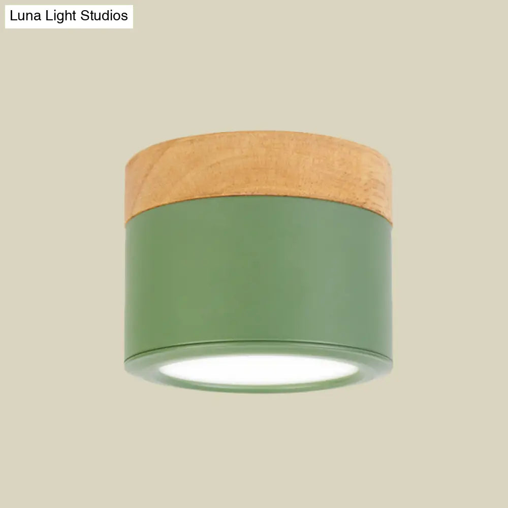 Round Flush Mount Acrylic Macaron Loft Ceiling Light For Bathroom Hallway - Small Green/Grey/White