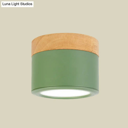 Round Flush Mount Acrylic Macaron Loft Ceiling Light For Bathroom Hallway - Small Green/Grey/White