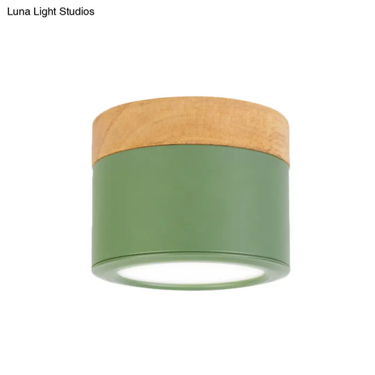 Round Flush Mount Acrylic Macaron Loft Ceiling Light For Bathroom Hallway - Small Green/Grey/White