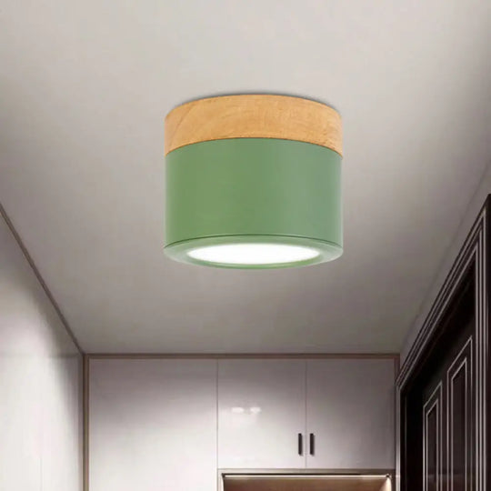 Round Flush Mount Acrylic Macaron Loft Ceiling Light For Bathroom Hallway - Small Green/Grey/White