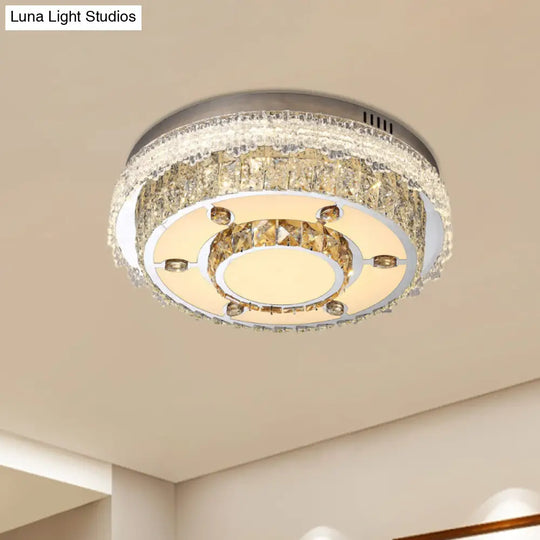 Round Flush Mount Crystal Led Ceiling Light Fixture For Bedroom
