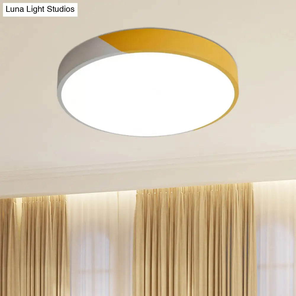 Round Flush Mount Led Ceiling Lamp In Macaron Acrylic And Metal - Available 3 Sizes Color Options