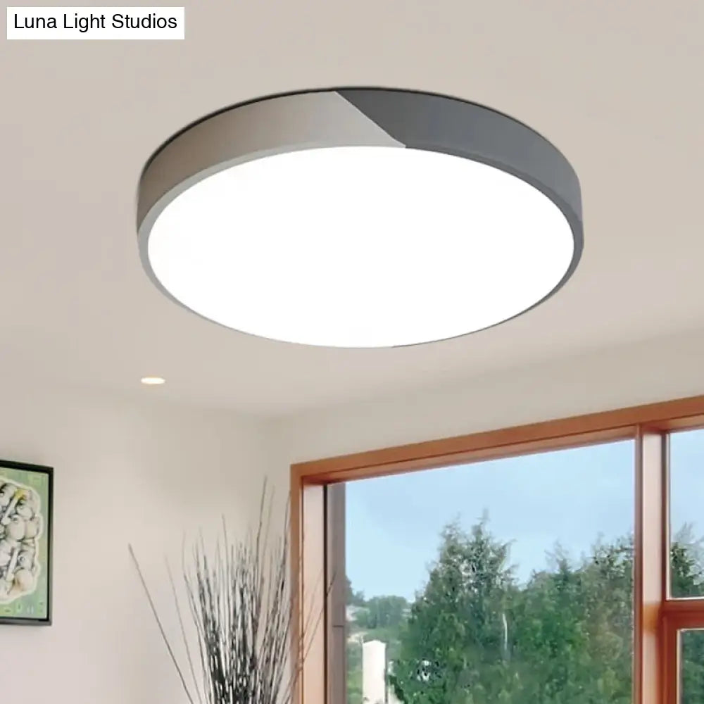 Round Flush Mount Led Ceiling Lamp In Macaron Acrylic And Metal - Available 3 Sizes Color Options