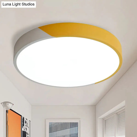 Round Flush Mount Led Ceiling Lamp In Macaron Acrylic And Metal - Available 3 Sizes Color Options