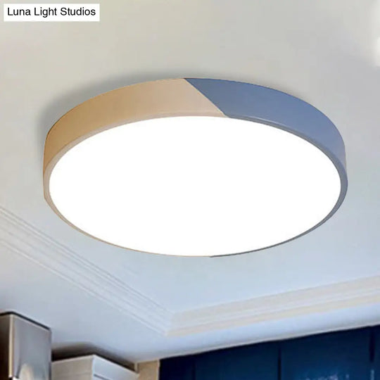 Round Flush Mount Led Ceiling Lamp In Macaron Acrylic And Metal - Available 3 Sizes Color Options