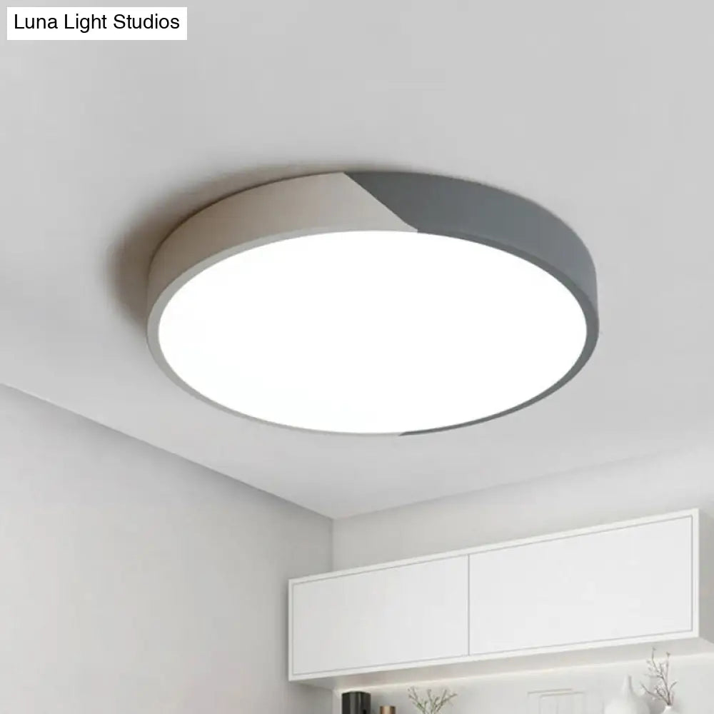 Round Flush Mount Led Ceiling Lamp In Macaron Acrylic And Metal - Available 3 Sizes Color Options