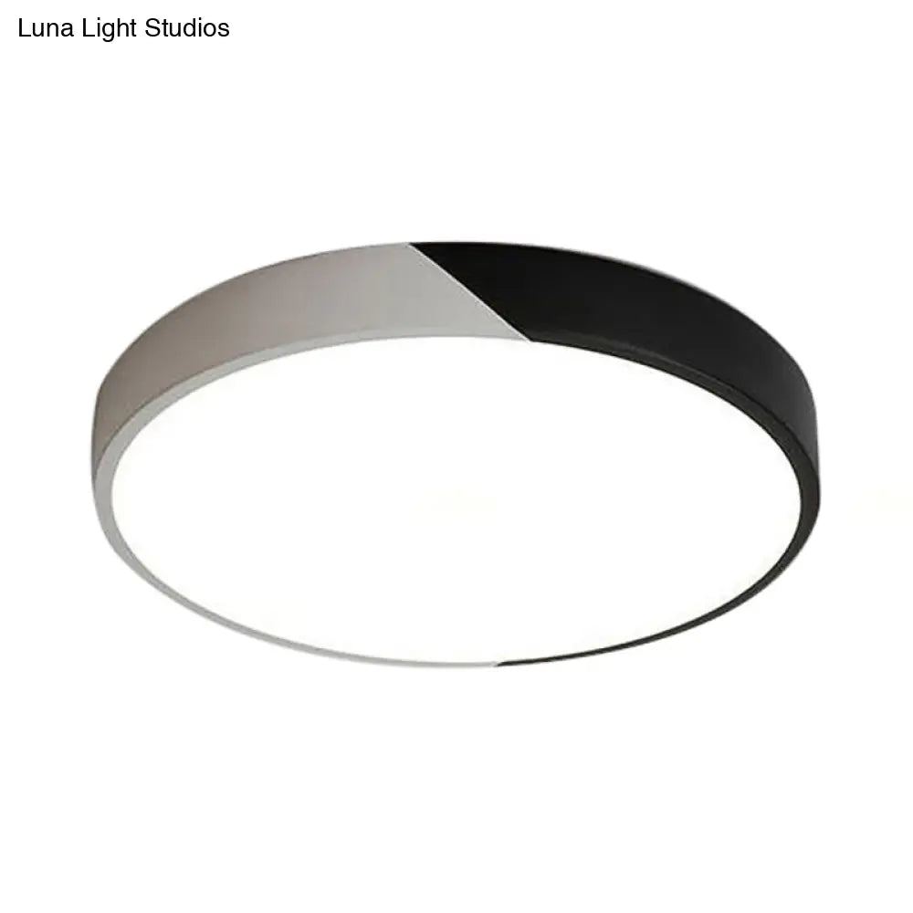 Round Flush Mount Led Ceiling Lamp In Macaron Acrylic And Metal - Available 3 Sizes Color Options