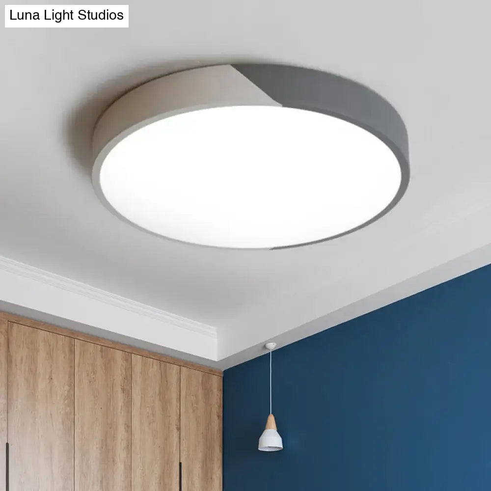 Round Flush Mount Led Ceiling Lamp In Macaron Acrylic And Metal - Available 3 Sizes Color Options