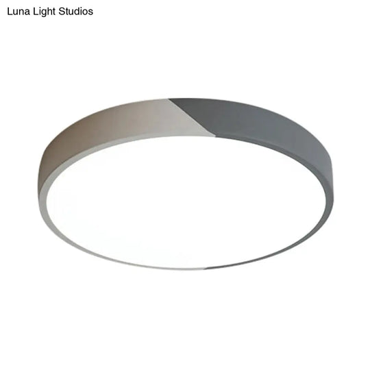 Round Flush Mount Led Ceiling Lamp In Macaron Acrylic And Metal - Available 3 Sizes Color Options