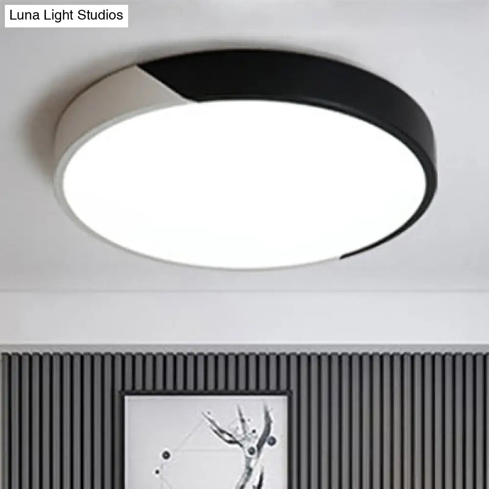Round Flush Mount Led Ceiling Lamp In Macaron Acrylic And Metal - Available 3 Sizes Color Options