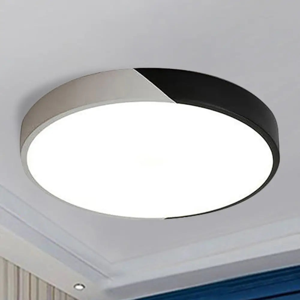 Round Flush Mount Led Ceiling Lamp In Macaron Acrylic And Metal - Available 3 Sizes Color Options