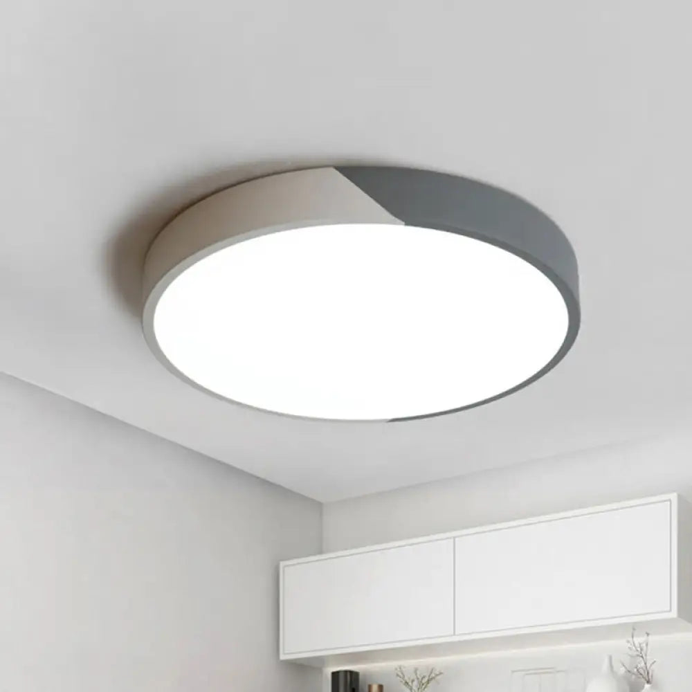 Round Flush Mount Led Ceiling Lamp In Macaron Acrylic And Metal - Available 3 Sizes Color Options